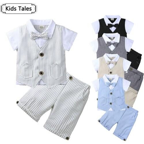 Summer Baby Boys Clothes Suits Gentleman Style Boys Clothing Sets T- Shirt+Pants 2 Pcs Casual Toddler Sets SY327