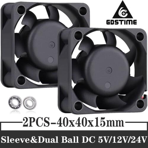 2PCS Gdstime 40mm DC 5V 12V 24V 4015 40X40X15mm sleeve/Dual ball Cooler Fan DC Brushless Small 4cm Cooling axial Fan