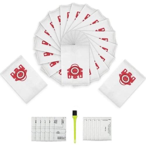 20 Pack 3D Airclean Bags Replacement For Miele FJM Vacuum Bag With 5 Motor Protection Filters, 5 Airclean Filters