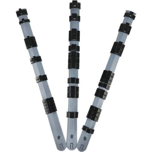3PCS/Set Plastic Socket Organizer Rail Household Auto Repair Socket Holder 1/4 x16Clips, 3/8x16Clips, 1/2x12Clips, 340mm