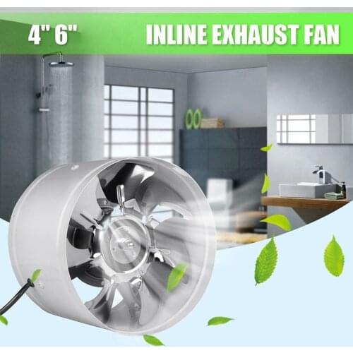 4Inch/6Inch Inline Duct Fan Booster Exhaust Blower Air Cooling Vent Metal Blades exhaust fan 220v Ventilation Grid Ventilateur