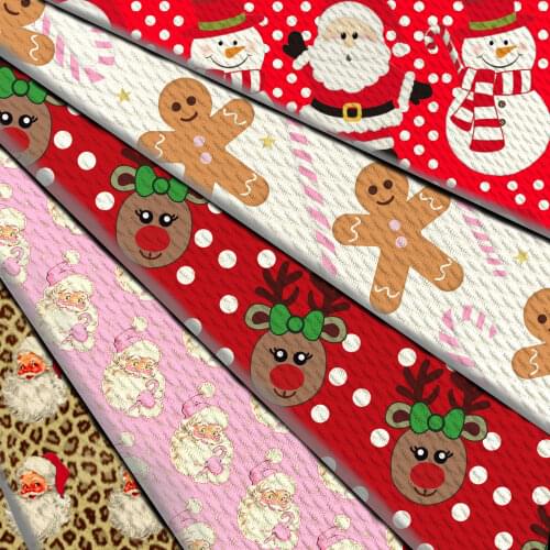 50*145cm Christmas Snowman Printed Bullet Textured Holiday Santa Liverpool Fabric For Baby Head Band Hair Decoration