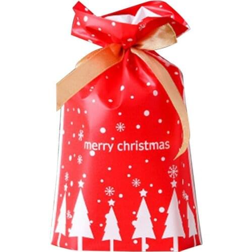 50Pcs Gift Bag Festival Portable Xmas Candy Present Dust-proof Drawstring Pouch Christmas Decoration for Party Christmas Bag