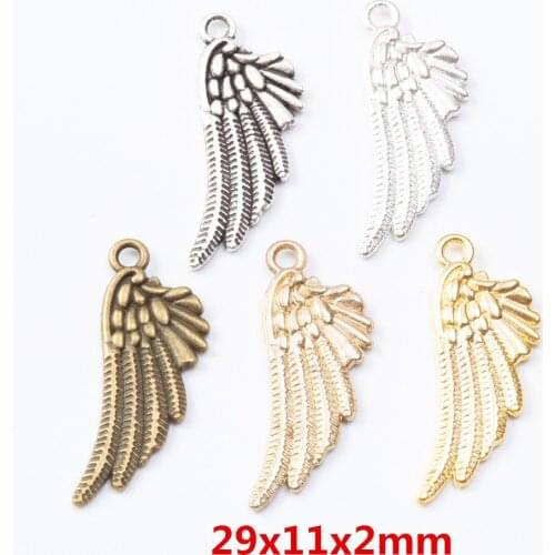50 pieces of retro metal zinc alloy wing pendant for DIY handmade jewelry necklace making 7310
