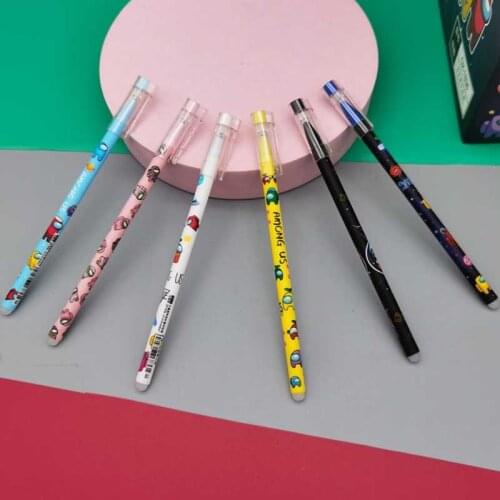 6Pcs Kawaii Game Cartoons Cute Blue ink Neutral Erasable Pen Kawaii 0.5mm Gel Pen School office supplies kids stationery gift