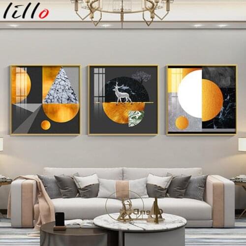 Abstract creative geometric decorative painting light luxury living room bedroom hanging painting porch mural personality art