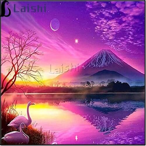 DIY Diamond Painting Romantic landscape, Mount Fuji, Japan Mountain Diamond Embroidery Full Drill Home Decoration Art DIY Gift