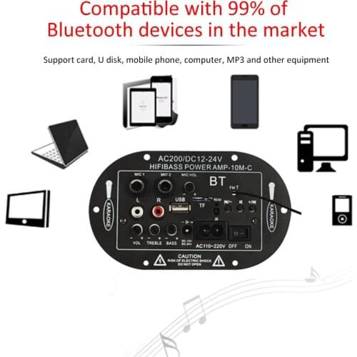 Car Digital Amplifier Board 35W Speaker Bluetooth Amplifier USB Dac FM Radio TF Player Subwoofer Amplifier For 8/10 Inch Speaker