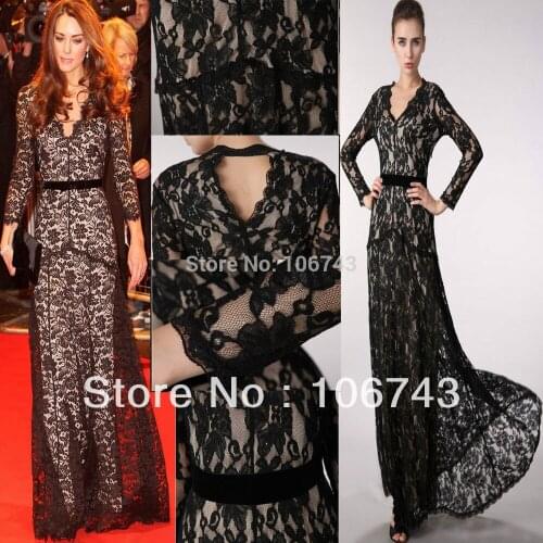 Free shipping new black plus size Lace Long-sleeve Formal Prom Maxi Ball Women mermaid gown evening mother of the bride dress