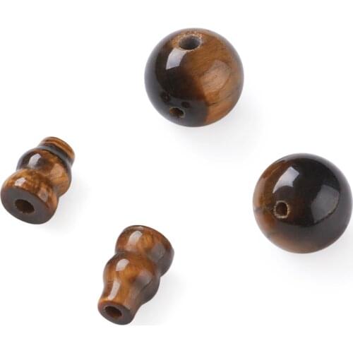 Natural Tiger Eye Buddhist Beads, 3 Hole Guru Beads, Grade AB, Buddha Jewelry Findings, DarkGoldenrod, Tiger Eye, Round: 10mm
