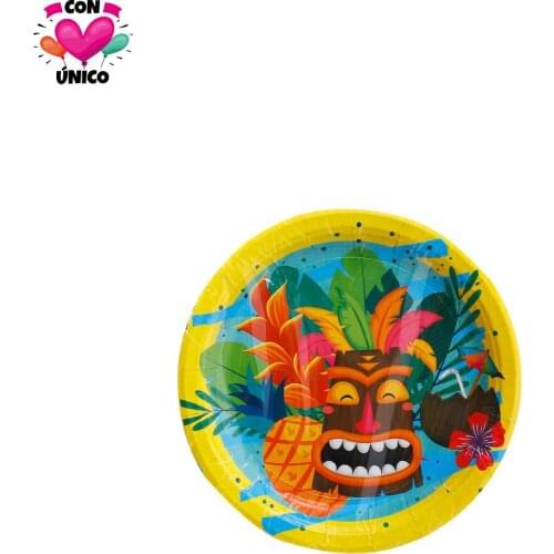 CONUNICO Birthday Tropical Party Photobooth Props Party Supplies Invitation Card Garland Paper Plates Hawaii Aloha Summer HI3512