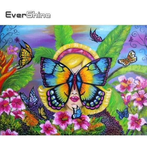 EverShine Diamond Painting Butterfly Full Square Diamond Mosaic Animal Cross Stitch Embroidery Picture Of Rhinestones Handicraft