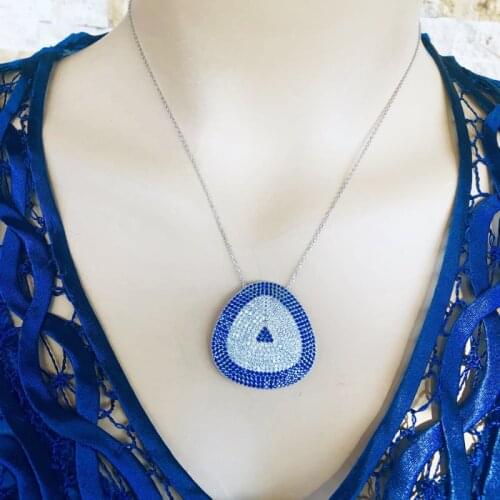 Fantasy Evil Eye 925 Sterling Silver Necklace Women Girls Gift Jewelry Accessories Fashion Handmade Elegant Chain