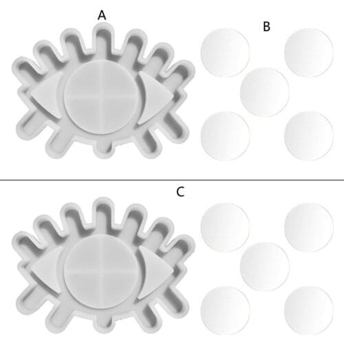 Big Eye Makeup Mirror Mold Epoxy Resin Cast Decorative Mirror Mold Wall Decoration Mirror Silicone Mold with 5 Mirrors