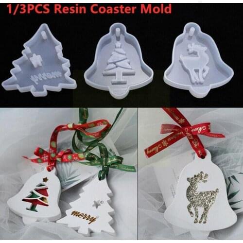 3pcs/set Different Shape Flexible Resin Mold Christmas Accessories Epoxy Hanging Resin Tag Christmas Mould Silicone Jewelry D0A8
