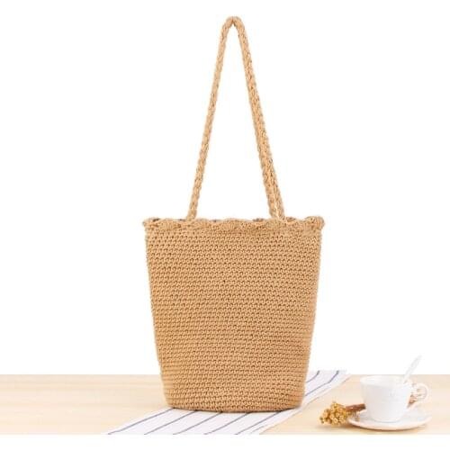 32x40CM She Said Ins Natural Style Shoulder Woven Bag Crochet Cotton Rope Holiday Beach Casual Bag a7254