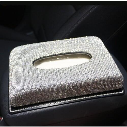 Amazing Luxury Pearls Car Tissue Box Crystal Diamond Block type Tissue Boxes Holder for Women Paper Towel Cover Case Car Styling