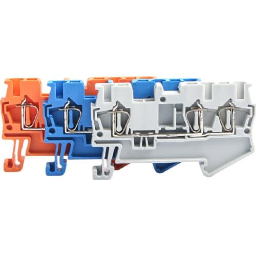 Din Rail Terminal Blocks 10Pcs ST-4-TWIN Connectors Electrical Wiring Return Pull Type Three Conductors Terminal Blocks