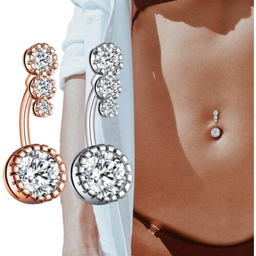 4 Crystal CZs Belly Button Rings 316L Surgical Steel Navel Rings Belly Piercing Nombril Ombligo Women Men Body Beach Jewelry