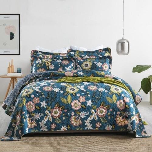 CHAUSUB Bedspreads Quilt Set 3pcs Cotton Quilts Quilted Bed Cover Pillowcase Printed Coverlet King Queen Size Summer Blanket