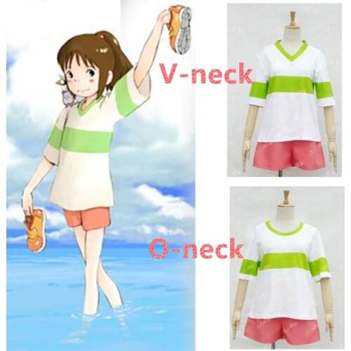 Anime Spirited Away Chihiro Ogino Cosplay Costume Japan Anime Casual Costumes T shirt+Shorts Halloween Party Cosplay Costumes