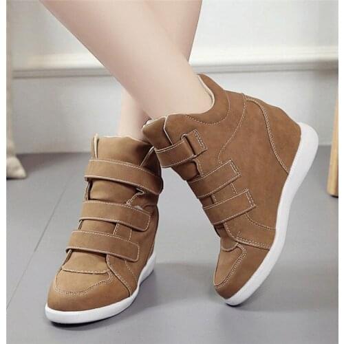 Platform wedge casual shoes sneakers platform black woman high-top shoes women autumn 2021 wedge sneakers