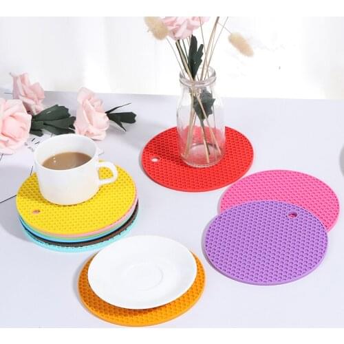 Kitchen Gadgets Thick Silicone Placemat Durable Honeycomb Round Non-Slip Hot Casserole Pad Plate Pad Coaster Eco-Friendly