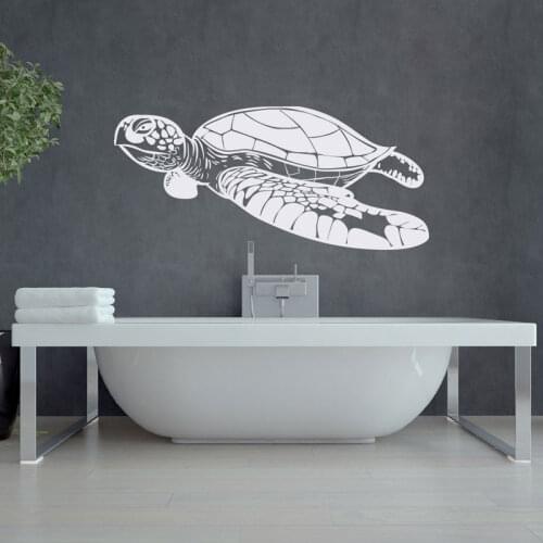 Sea Turtle With Bubble Wall Stickers Ocean Sea Animal Home Decor Vinyl DIY Interior Adhesive Wall Decal Bathroom Art Mural E810