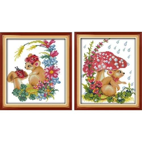 Joy Sunday Cross Stitch Kit Printed Canvas Counted Printed Cross Stitch Set Embroidery Needlework Kit Home Decor Wall Home Decor