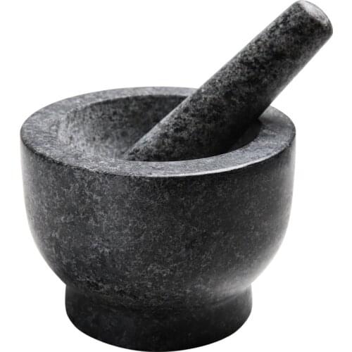 Natural Handiwork Granite Mortar and Pestle Set for Spices, Pastes, Pestos(13x9cm)