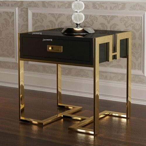 Stainless Steel Home Furniture Storage Cabinet Modern Minimalist Living Room Sofa Side Table Bedroom Cafe Nightstand with Drawer
