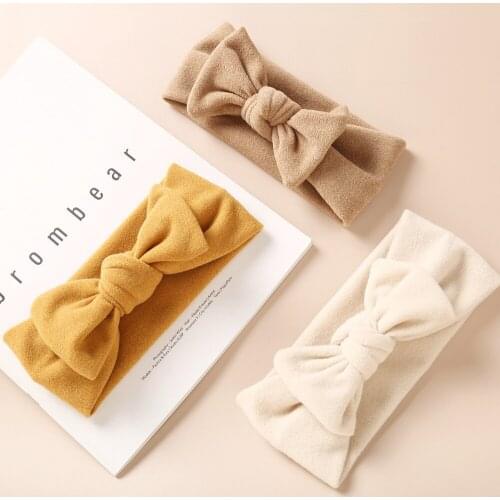 New Baby Girls Bows Hair Bands Toddler Infants Fleece Knot Bow Turban Headwraps Girls Hair Accessories