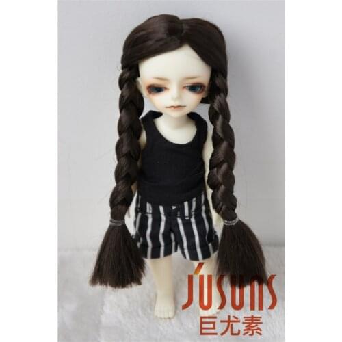 JD103 1/12 1/8 Lovely BJD Synthetic Mohair Doll Wigs 3-4 inch 4-5 inch 5-6inch Tiny Doll Two Braids Wig