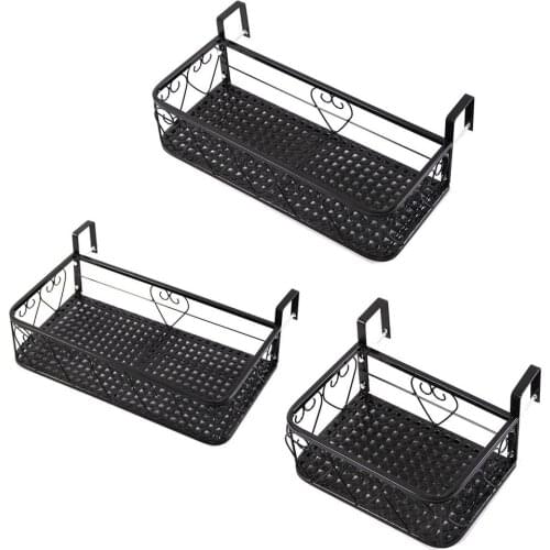 Balcony Flower Pot Railing Shelf Iron Plant Stand Hanging Household Storage Rack Fence Succulent Green Dill Hanger Decor Frame