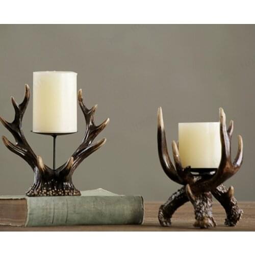 Retro Candle Holders Decorations Candle Holder Wedding Wooden Lantern Candlestick Menorah Christmas Mumluk Container Art Antlers