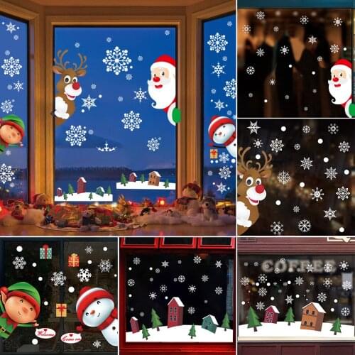 Christmas Window Sticker 2021 Merry Christmas Decorations for Home 2021 Navidad Noel Cristmas Ornaments Xmas Gift New Year 2022