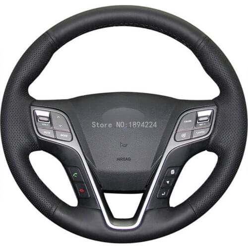 DIY Customized PU Steering Wheel Stitch on Wrap Cover For Hyundai Santa Fe IX45