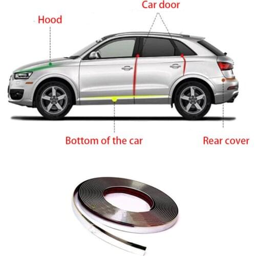 6M long silver car chrome DIY molding decorative strip for grille window anti-collision door edge scratch protection