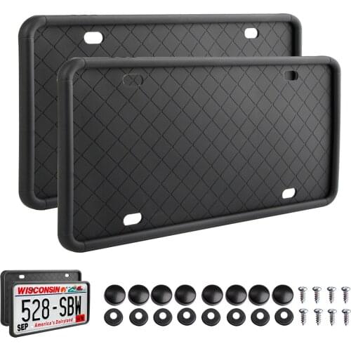 2Pcs Silicone License Plate Frame Rust-Proof Rubber Holder with Installation Screw