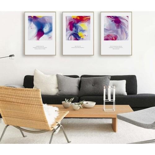 Nordic Abstract Purple Vortex Geometric Black Color Block Canvas Painting Sofa Wall Picture Poster Living Room Home Decoration