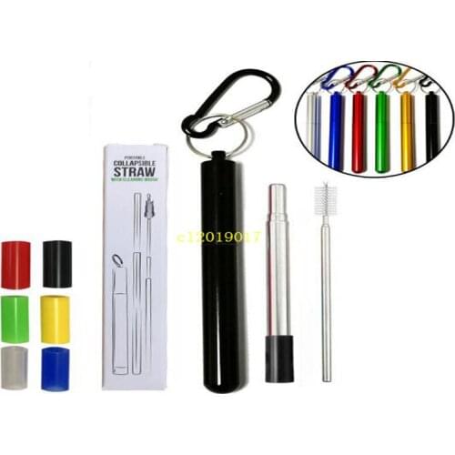 304 stainless steel telescopic straws with aluminum alloy storage tube color portable outdoor suit