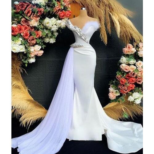 Crystals Beaded Mermaid Evening Dresses Customized Dubai Style African Formal Gowns For Women Party Long Prom Dresses Celebrity