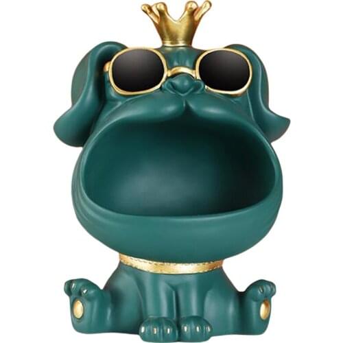1Pcs Home Decor Office Room Ornaments Cool Dog Figurine Big Mouth Dog Cats Storage Box Key Phone Chocolates Candy Storage Basket