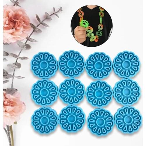 12 Pcs Daisy Necklace Epoxy Resin Mold Earring Pendant Casting Silicone Mould DIY Crafts Jewelry Making Tools