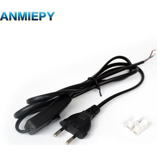 1.8m 2-Core-Power-Supply-Cable Lamp-Connector Power-Controller Extension LED-Test-Light-Wire Button-Switch EU-Plug 220V 110V