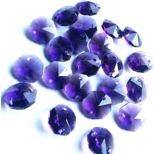 2000pcs/lot 14MM Violet Crystal glass Octagon Beads In 2 holes Chandelier crystal Hanging pendants crystal curtain accessories
