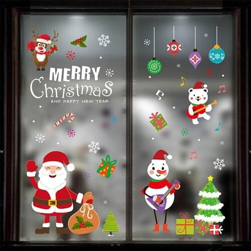 2021 Christmas Electrostatic Stickers Snowflake Elk Set Door Window Glass Stickers boże narodzenie natal kerst Navidad