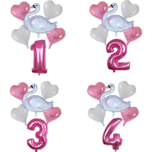 5pcs White Elegant Swan Balloons 18inch Heart Foil Helium Balloon Birthday Party Sweet Decor Heart Latex Air Globos Kids Toys