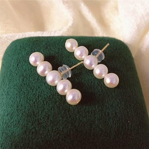 925 sterling silver Real Freshwater Pearl Balance Earrings Women Wedding Jewelry Punk Party Designer Club Cocktail Party Japan