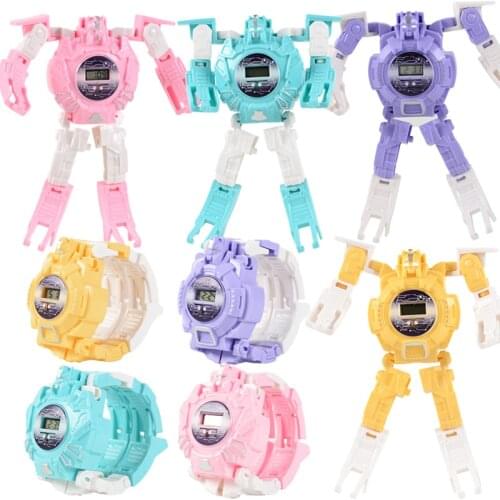 Children Robot Watch Toys Cartoon Sports Deformable Wristwatch Kids Handsome Electronic Multi-function Watches for Gifts